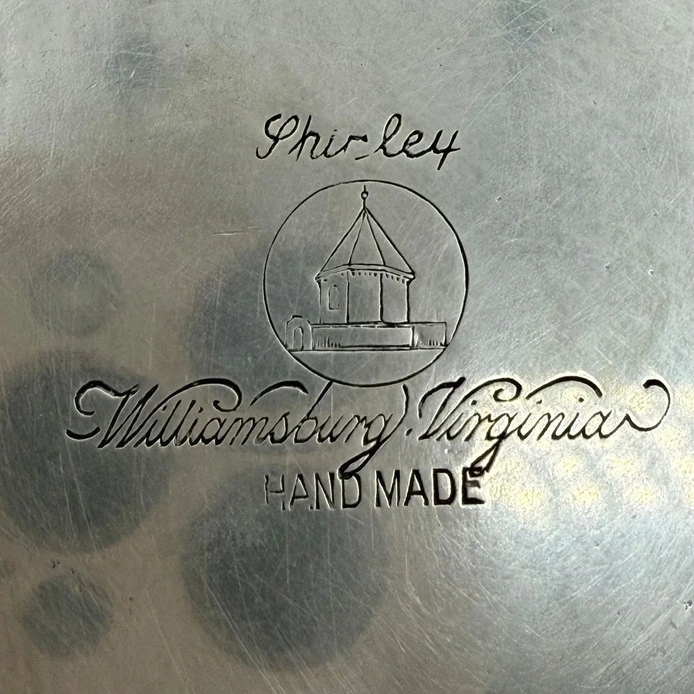 Vintage Handmade Pewter Shirley Williamsburg VA Footed Bowl Catchall